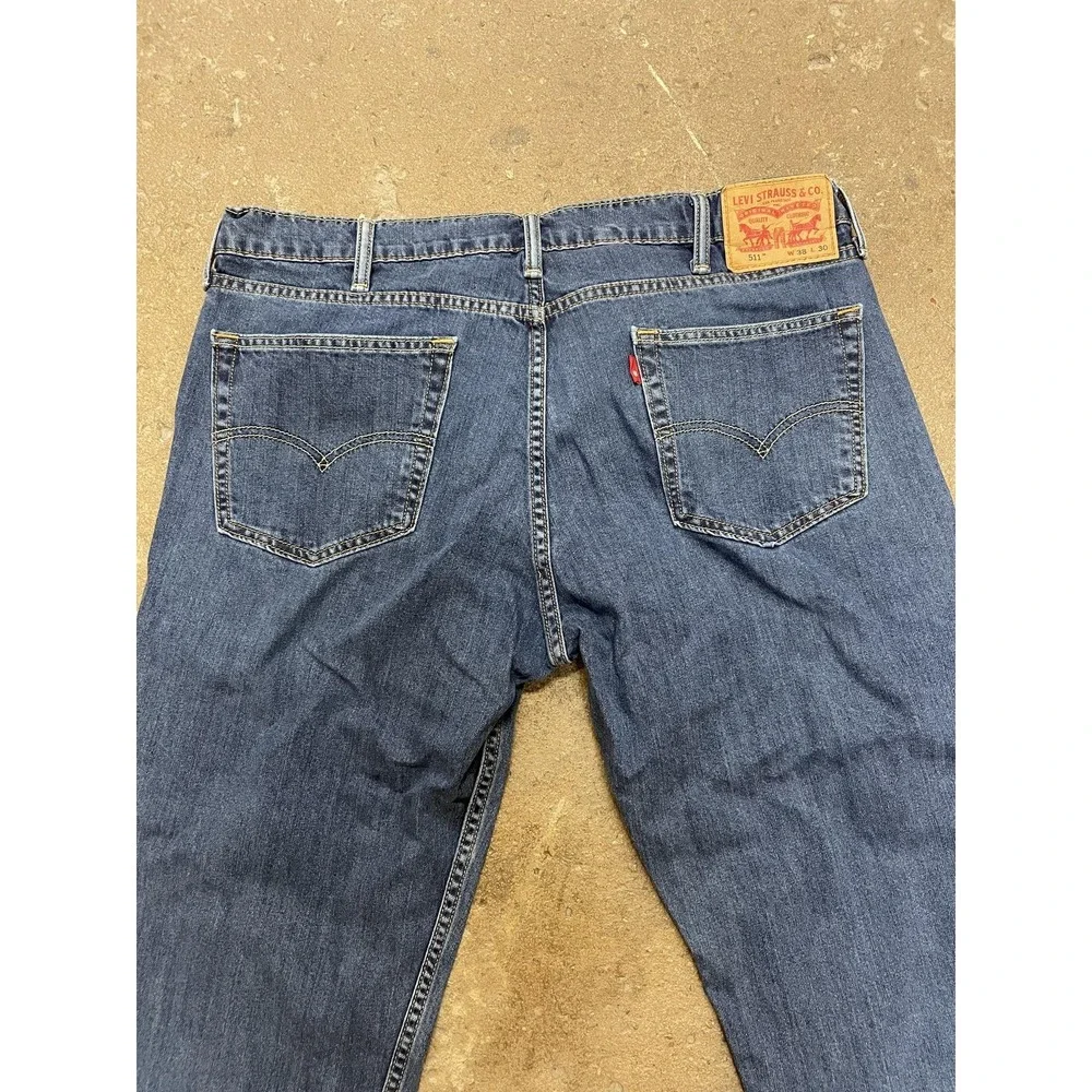Levis 511 Jeans Mens‎ 38x30 Blue Denim Slim Fit Straight Leg Zip Fly Mid Rise